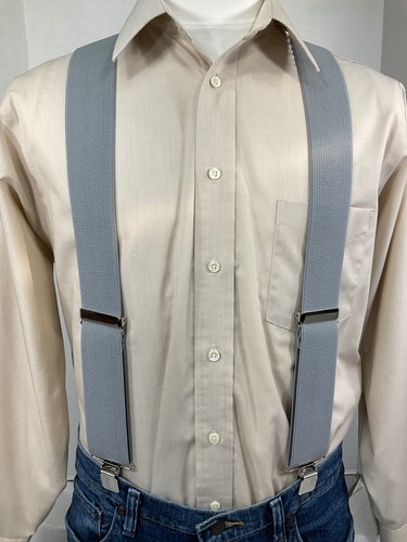 New, Men's, Light Gray, XL, 2", Adj. Suspenders / Braces, Made in the USA