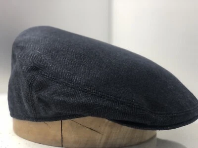 NO BRAND Mens 100% pure wool Navy Herringbone tweed flat cap size 7 3/8 60cm Must go!