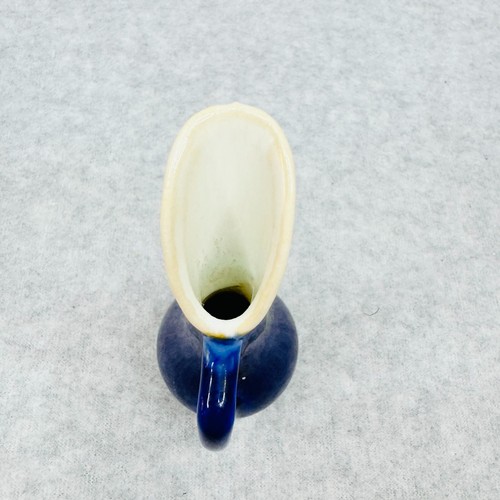 Ombre Mini Pitcher with Handle Miniature Bud Vase Blue White Vintage Ceramic - Picture 6 of 8