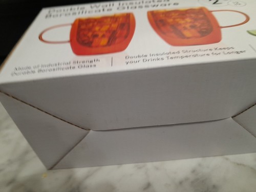 Orange Double Walled Insulated Borisilicate Glassware Hot/cold NIB 2-12 Oz - Picture 4 of 7