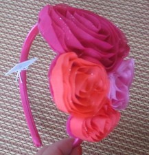Girl CHILDRENS PLACE TCP DARK PINK LIGHT PINK ROSES HEADBAND HAIR BAND NWT