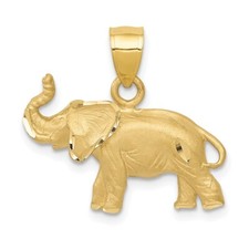 10k Yellow Gold Diamond-cut Elephant Pendant 1.99g Gift for Mother