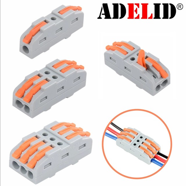 Klemmen Durchgangsverbinder mit Hebel 2 Leiter Klemme Dosenklemme 1x2 /2x2 /3x2
