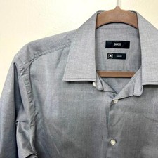 Slim Fit - BOSS -sz15.5-Silver Grey-100 Ctn Travel Fabric