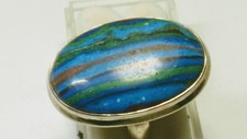 SPECTACULAR UNTREATED NATURAL AGATE IN STERLING SILVER.925 RING SIZE 8.5 
