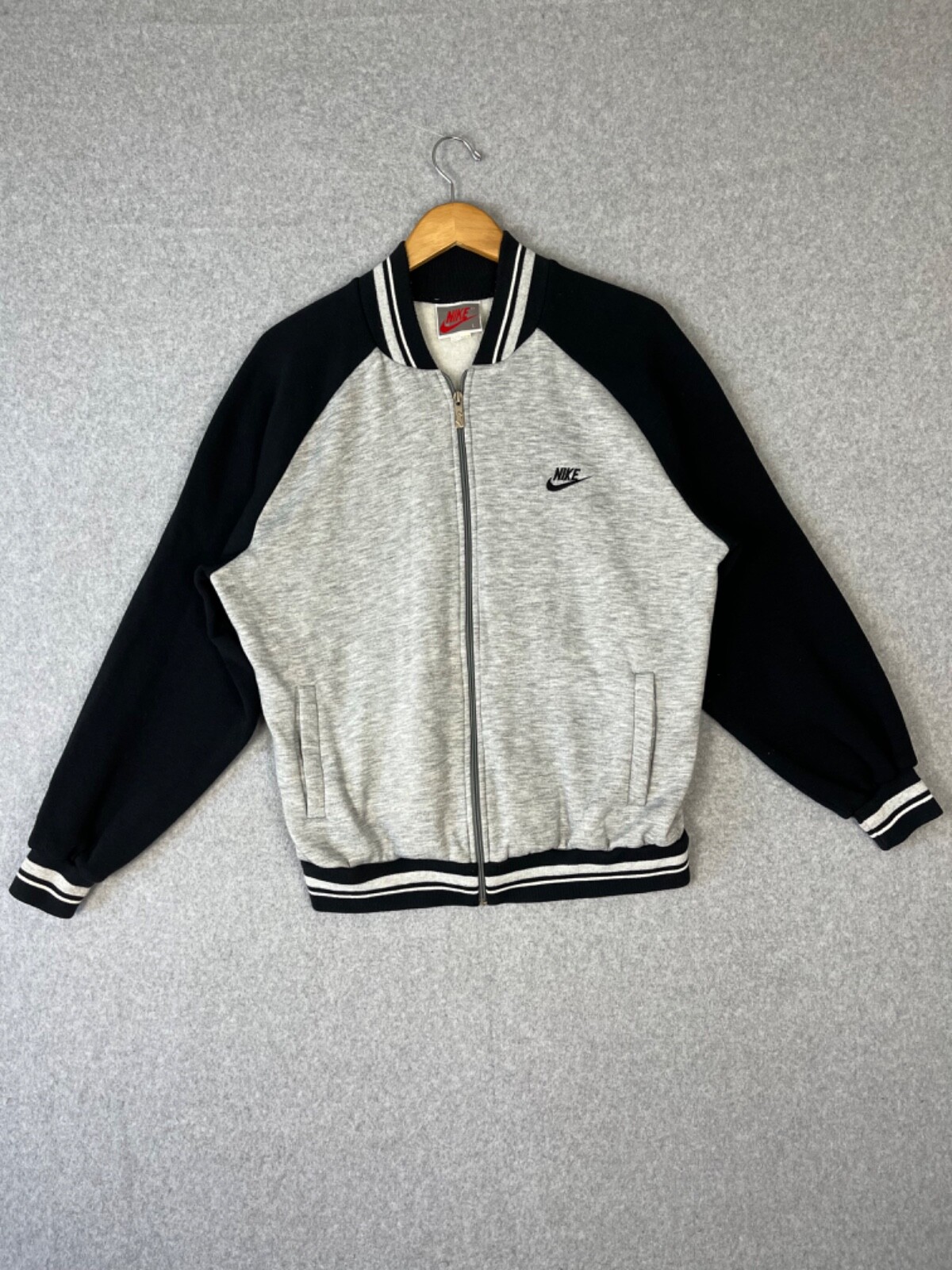 SACAI X NIKE Giacca Nike Track Vintage Adulto L Grigio Nero Colorblock Anni 80 Full Zip Y2K