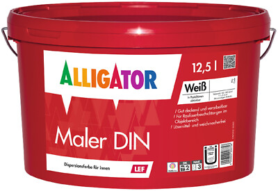 Alligator Maler DIN LEF Innenfarbe Wandfarbe weiß 12,5 Liter
