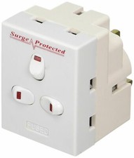 3 Way Triple Surge protected socket Mains Switched Adapter 13A Plug adaptor 3Way