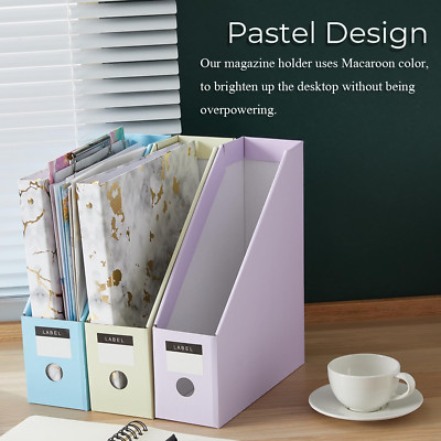 Magazine File Holder with Labels Document Storage Box Desktop Collapsible 6 Pack