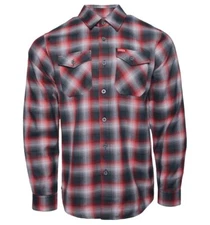 Dixxon Equalizer Red Gray White Plaid Flannel Shirt