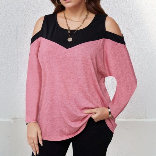 Plus Size Women Cold Shoulder Tunic Tops Ladies Long Sleeve Casual Loose T-Shirt - Picture 3 of 15