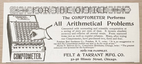 Antique 1892 COMPTOMETER Print Ad Felt&Tarrant Co. Old Adding Machine Calculator - Picture 2 of 2