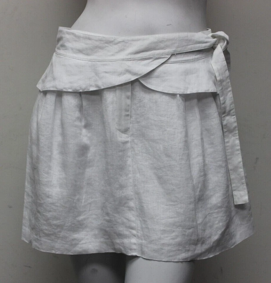 Nuevo Calypso St. Barth Negro Mini Falda Corta Blanco Lino Forrado Cinturón Cremallera S Foto 2 de 4