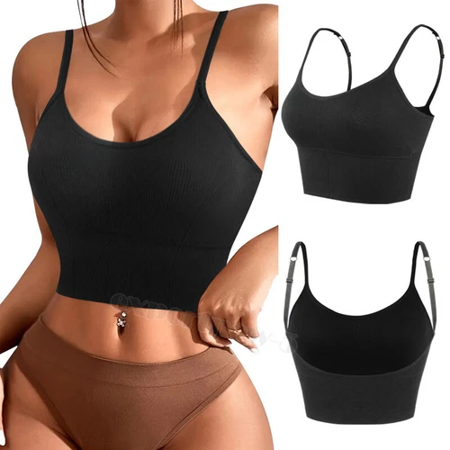 Women Strappy Sport Yoga Low U-Back Bralette Padded Bra Crop Top Cami Vest Tank - Bild 24 von 43