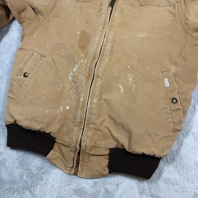 Vintage Carhartt JQ166 Santa Fe Bomber Jacket L Quilt Lined Canvas
