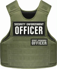 SECURITY ENFORCEMENT OFFICER EMB PATCH 4X10 AND 2X5 HOOK ON BACK WHITE ON BLACK