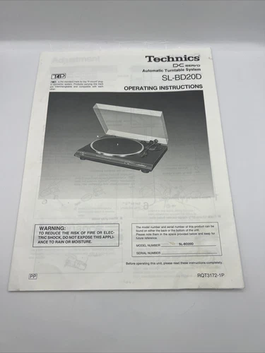 OEM Technics SL-BD20D Turntable Operating Manual Instructions Vintage Genuine