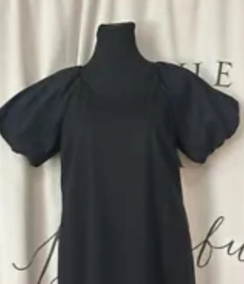 Vestido negro Marc New York Balloon Puff manga corta forro verde talla 6 Foto 2 de 4