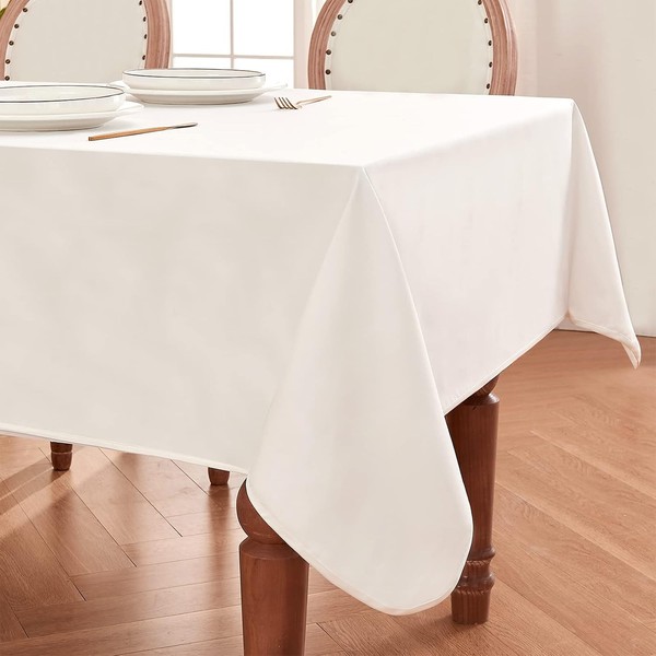 Tischdecke Reinweiß 140X180 Cm Schmutzabweisend Satin-Optik FüR Festlichkeiten-image
