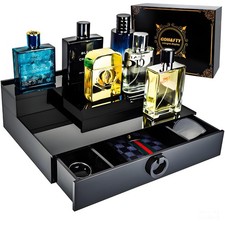 Cologne Organizer for Men,3 Step Acrylic Waterproof Black Cologne Stand with ...