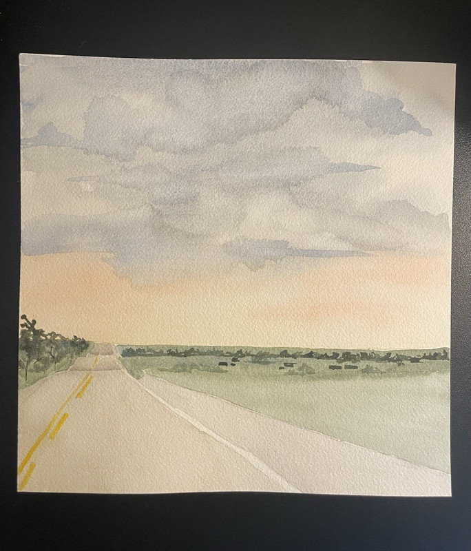 Stormy sunset original watercolor painting 