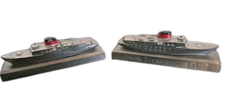 (2) Vintage Union Steamships LTD. Vancouver Canada Diecast Iron, Paperweights!