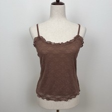 Old Navy Cami Top Womens M Taupe Lace Trim Tank Top Festival Preppy Coquette