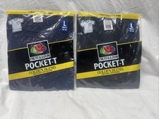 1998 1-Black 1-blue Men s 42-44 L Large Fruit Of The Loom 1 Pocket T Shirt