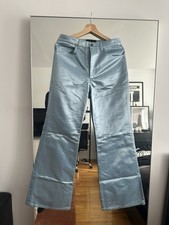 Marc Jacobs SS20 Runway Metallic Teal Flared Trousers 