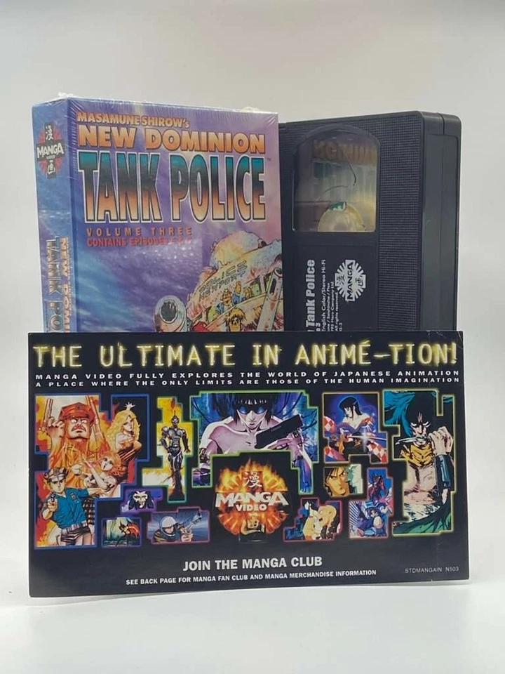 New Dominion Tank Police Vol.3 (1995) Anime VHS DUB — Vintage OOP Manga Video Foto 2 de 4