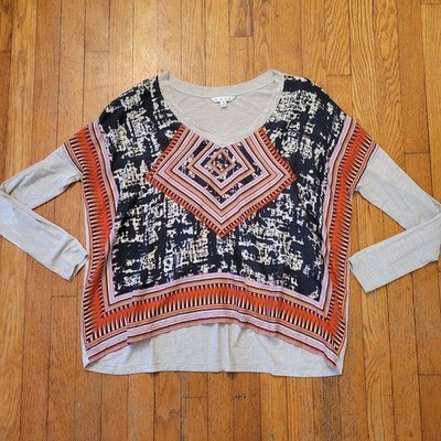 Cabi S Hi Lo Tunic Top Scarf Geometric Long Sleeve 768 Artsy Fall Autumn