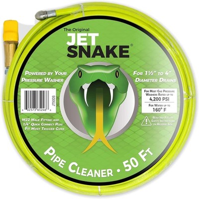 50 FT SEWER JETTER Flexible Steel Braid for Gas Pressure Washer