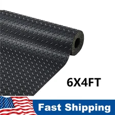 4 x 6ft Garage Floor Mat Diamond Plate PVC Vinyl Flooring Rolls Trailer Non-Slip