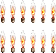 12 Pack E12 Christmas Clear Flicker Flame Light Bulbs Flickering Night Light