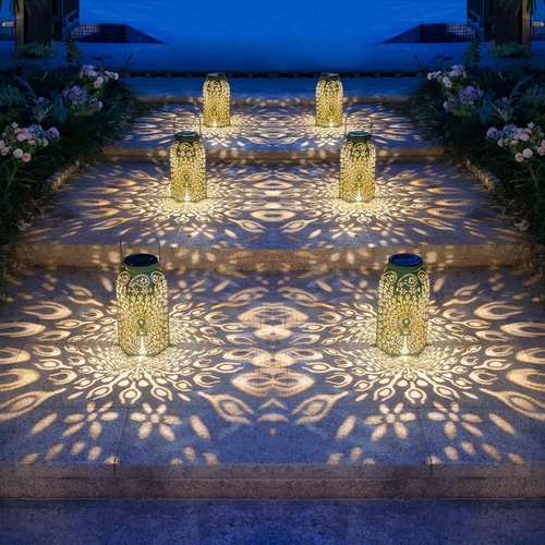 2 Pack Solar Outdoor Lanterns Waterproof Peacock Garden Patio Antique Green - Picture 6 of 7