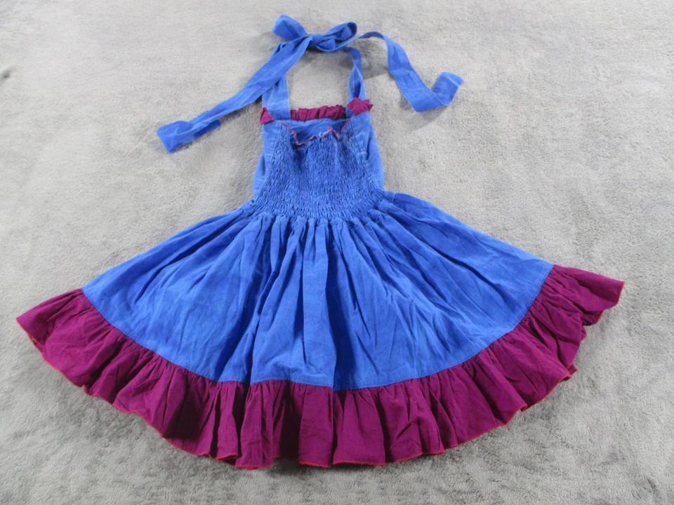 Disney Frozen Anna Vestido Niñas Pequeño Azul Púrpura Halter Volantes Disfraz Boutique Foto 3 de 4
