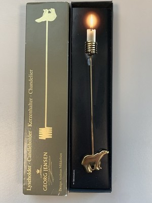 VTG  Georg Jensen Golden Christmas Lyseholder Candle Holder Denmark Polar Bear