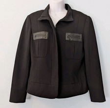 J'Envie Black Jacket Women's 10 Full Zip Made In USA Pockets Excellent Condition