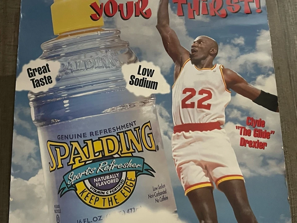 1990's Slama Jama Clyde Drexler Spalding Drink Poster Rare 18x24 Collectible - Image 3 of 4