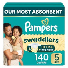 Pampers Swaddlers Ultra Day  Night Diapers, Size 5 20-37 lbs , 150-count
