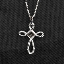 925 Sterling Silver Black Diamond Pendant Round Cluster Black Rhodium Handmade