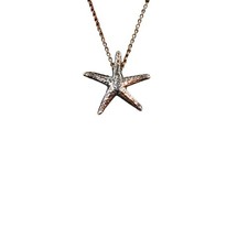 Sterling Silver Starfish Necklace 18" Textured Sea Star Pendant Beach Coastal