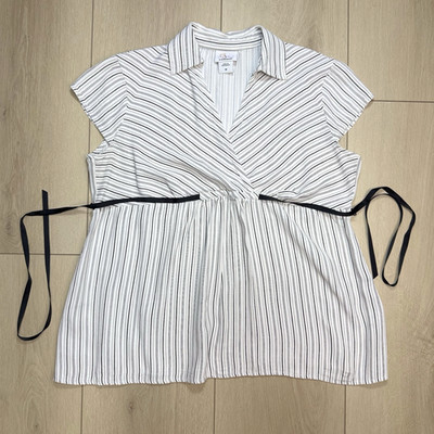 Y2K Oh Baby Motherhood Top Size M Maternity Striped Empire Waist Tie Blouse