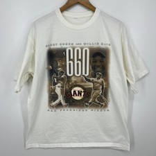 Barry Bonds Willie Mays 660 Home Runs T-Shirt Men's XL White Majestic SF Giants