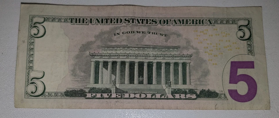 $5 Birthday Note (Dec 27th 1983) Fancy Serial Number - Image 3 of 3