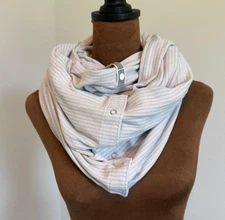 Lululemon Striped Gray/White Snap Button Twist Scarf