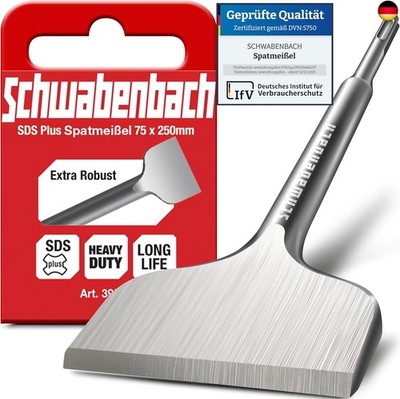 SCHWABENBACH   Spatmeißel SDS Plus 75 x 250mm - Ideal zum Abtragen von Verputz -