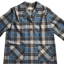 Pendleton Vintage Wool Plaid Jacket Womens Blue Button Front USA Medium NWOT
