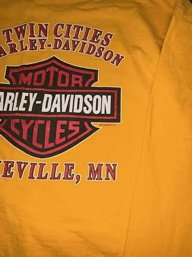 Harley Davidson 2005-2006 Design Men’s 2X Longsleeve Cutoff Crop Shirt Yellow - Picture 14 of 17