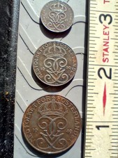 Set of 3 Sweden Coins. 1947, 1949 & 1950... 1, 2 & 5 Ore. Iron. Actual Coins.